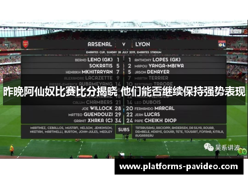 昨晚阿仙奴比赛比分揭晓 他们能否继续保持强势表现